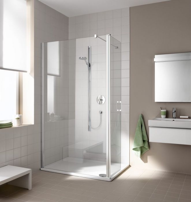 Ściana WALK-IN KERMI ŁAZIENKI Cada XS TFR 1200 x 2000 mm srebro wysoki połysk szkło hartowane ESG przezroczyste z powłoką CadaClean | CKTFR12020VVK