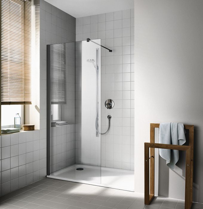 Kabina WALK-IN KERMI ŁAZIENKI Cada XS CK TWF 800 x 2000 mm czarna soft szkło hartowane ESG przezroczyste z powłoką CADAClean | CKTWF080203PK