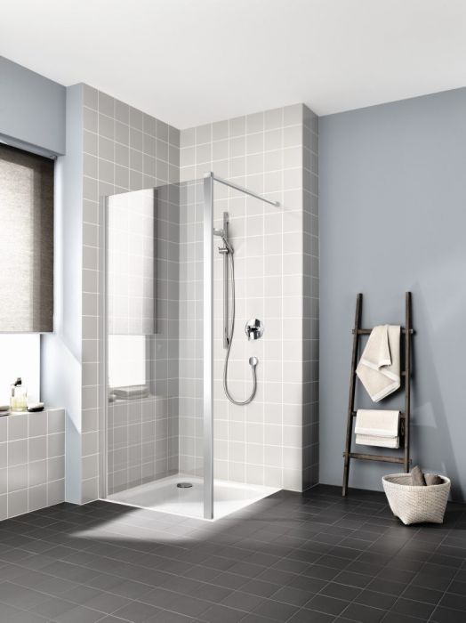 Ściana WALK-IN KERMI ŁAZIENKI Cada XS WDW 775 - 800 x 2000 mm srebro wysoki połysk szkło hartowane ESG przezroczyste z powłoką CadaClean | CKWDW08020VVK