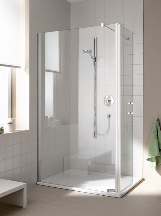 Ściana WALK-IN z ruchomym skrzydłem KERMI ŁAZIENKI Cada XS CK TFL strona lewa 1000 x 2000 mm srebro wysoki połysk szkło hartowane ESG przezroczyste z powłoką CadaClean  | CKTFL10020VVK