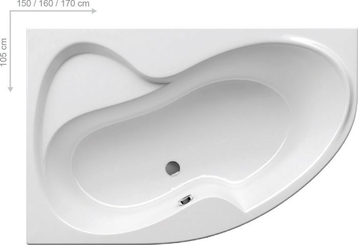 Wanna akrylowa asymetryczny RAVAK Rosa II 1600 1050 mm snowwhite bez zestawu odpływowego | CL21000000