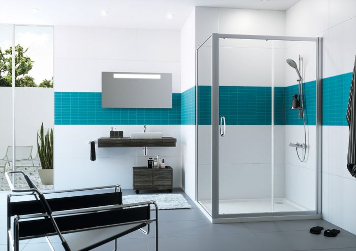 Ścianka HUPPE VITALLE GARDA SW 900 900 x 1900 mm srebrna połysk szkło hartowane 4 mm przezroczyste z powłoką Anti-Plaque | CU0505069322