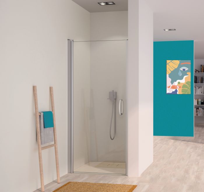 Drzwi skrzydłowe HUPPE VITALLE GARDA ST 1000 1000 x 2000 mm srebrne połysk szkło hartowane 6 mm przezroczyste z powłoką Anti-Plaque | CU3104092322