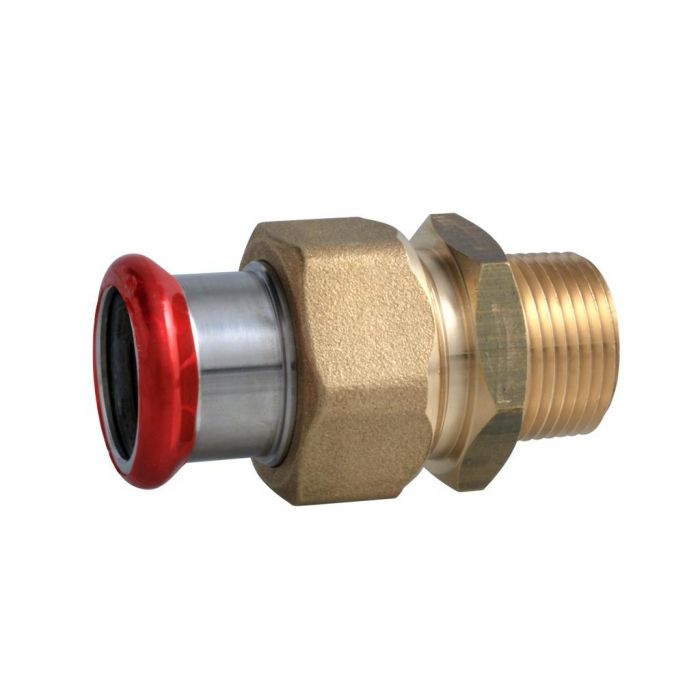 Śrubunek ze stali węglowej 1.0034 ocynkowany zewnętrznie zacisk typ M z uszczelką płaską 22 mm x 3/4" GZ