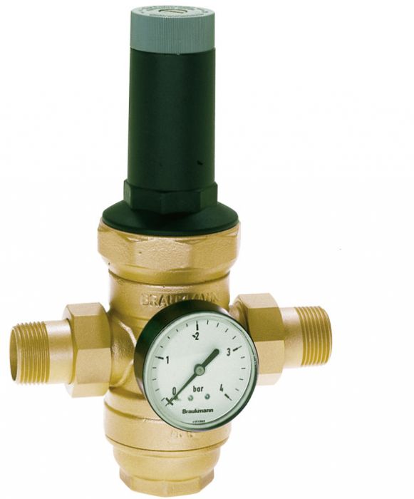 Regulator ciśnienia wersja niskociśnieniowa Braukmann D06FN 1 1/2" GZ z obsada z siatki z mosiądzu, bez manometru 0,5-2 bar
