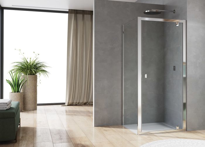 Ścianka boczna 90 stopni SANSWISS ARELIA D20F1 900 x 1900 mm srebrna polerowana szkło hartowane przezroczyste z powłoką AQUAPERLE | D20F10904007