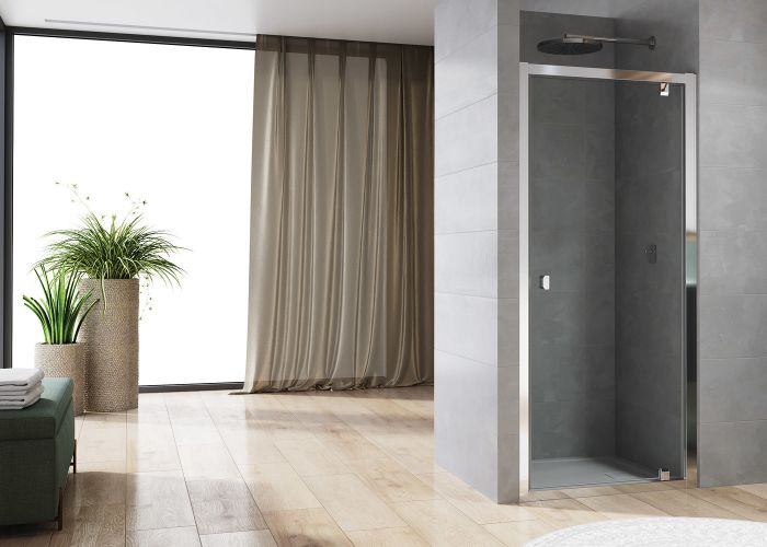 Drzwi 1-częściowe SANSWISS ARELIA D20T1 900 x 1900 mm srebrne polerowane szkło hartowane przezroczyste z powłoką AQUAPERLE | D20T10904007
