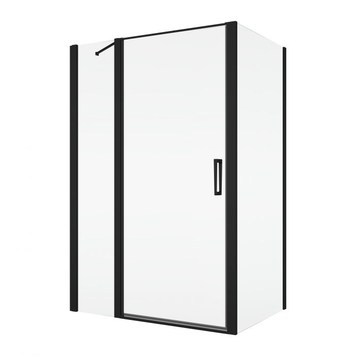 Ścianka boczna 90st. SANSWISS DIVERA D22F1 1000 x 2000 mm czarna mat szkło hartowane przezroczyste z powłoką AQUAPERLE  | D22F31000607 #2