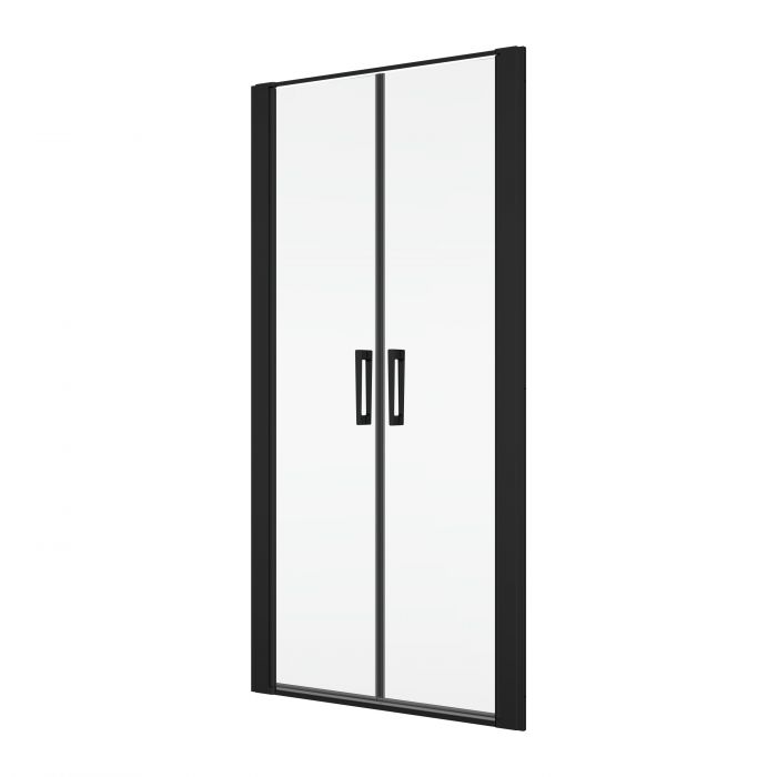 Drzwi wahadłowe jednoczęściowe SANSWISS DIVERA D22T2 900 x 2000 mm czarne mat szkło hartowane przezroczyste z powłoką AQUAPERLE | D22T20900607