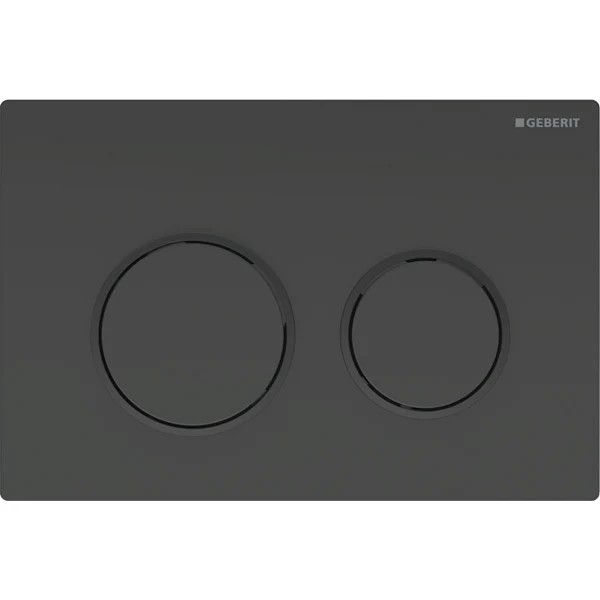 Przycisk uruchamiający GEBERIT Omega20 okrągły przedni/górny z tworzywa sztucznego czarny/czarny mat/czarny 212 x 142 x 10 mm  | 115085DW1