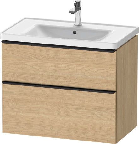 Szafka podumywalkowa do umywalki D-Neo 236780 wisząca 784 x 452 x 625 mm naturalny dąb 2 szuflady, górna z wycięciem i osłoną na syfon DURAVIT D-Neo | DE435503030
