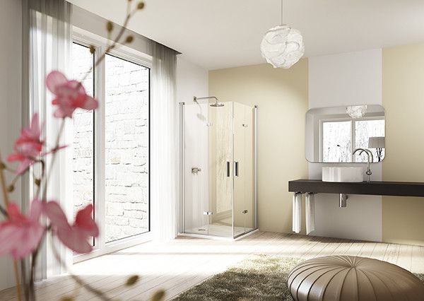 Drzwi skrzydłowe składane HUPPE Design elegance strona prawa 800 x 2000 mm chrom eloxal szkło hartowane przezroczyste z powłoką Anti-Plaque | 8E0909092322