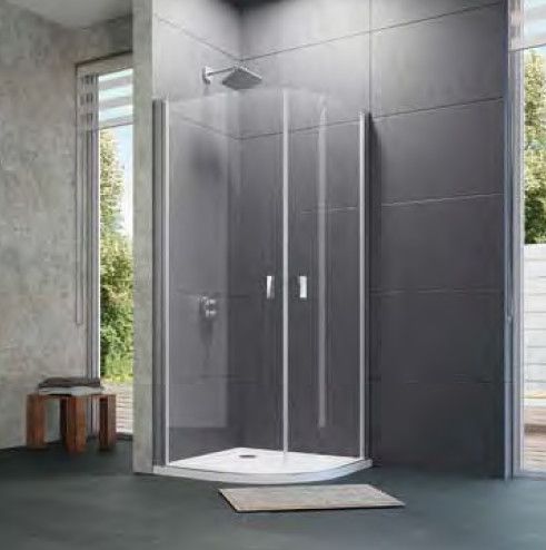 Drzwi skrzydłowe półokrągły HUPPE Design pure 1000 x 1900 mm białe szkło hartowane przezroczyste z powłoką Anti-Plaque | 8P1606055322