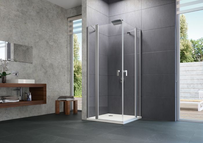 Drzwi skrzydłowe ze stałym segmentem HUPPE Design pure ST 1000 1000 x 2000 mm srebrne matowe szkło hartowane Sand Plus bez powłoki | 8P0706087315