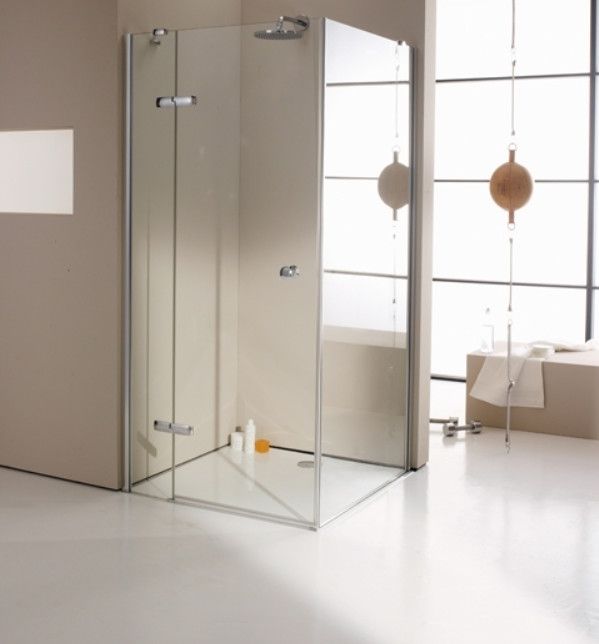 Drzwi skrzydłowe ze stałym segmentem HUPPE Enjoy elegance strona lewa 900 x 2000 mm chrom eloxal szkło hartowane przezroczyste z powłoką Anti-Plaque  | 3T0108092322