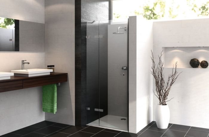Drzwi skrzydłowe ze stałym segmentem HUPPE Enjoy pure strona lewa 800 x 2000 mm białe szkło hartowane przezroczyste bez powłoki | 4T0901055321