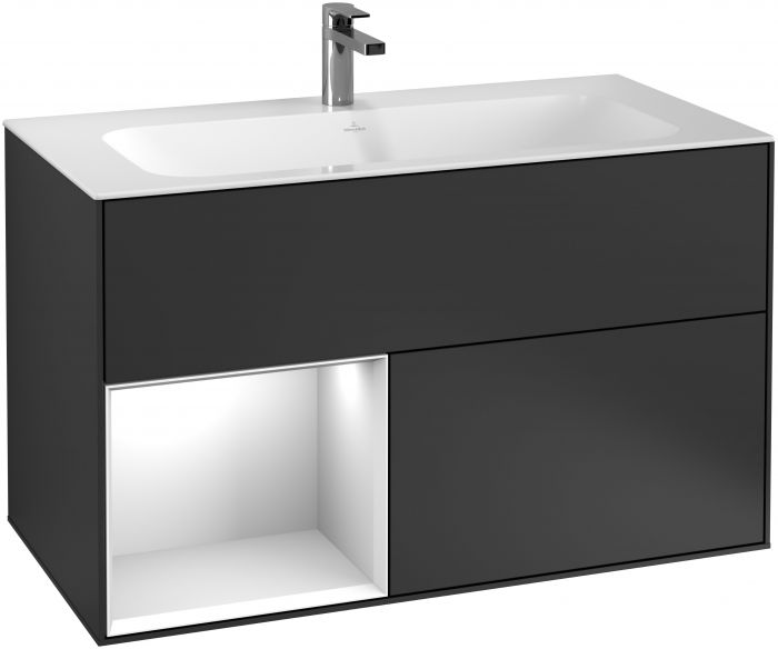 Szafka podumywalkowa wisząca 996 x 498 x 591 mm glossy white lacquer 2 szuflady z powierzchnią niepoślizgową VILLEROY & BOCH Finion | G030HBGF
