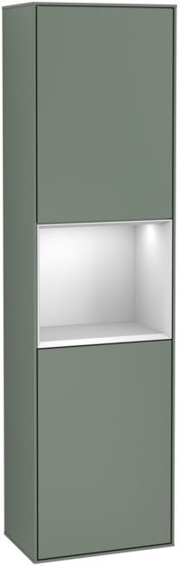 Szafka wysoka 1516 x 270 x 418 mm olive matt lacquer / white matt lacquer 2 x drzwiczki, 2 x półka szklana VILLEROY & BOCH Finion | F460MTGM