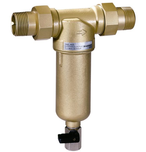 Filtr do wody z funkcją opłukiwania przyłącze gwintowane, z mosiężną komorą filtracyjną, siatka filtracyjna 100 mikronów Braukmann FF06 3/4" GZ PN 25 Kvs 3.2
