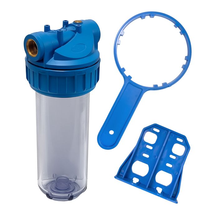 Filtr IQ z wkładem wymiennym korpus rurowy 10" przezroczysty + uchwyt + wkład sznurkowy + klucz 3/4" GW INWATER SKALAR  | SKP10343IT