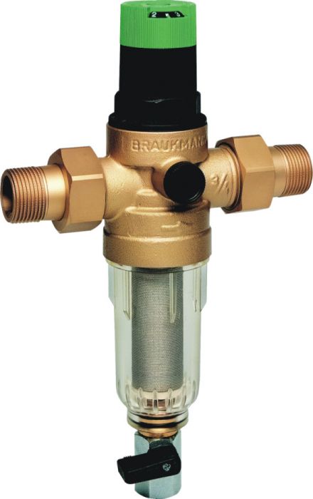 Filtr do wody drobnosiatkowy z opłukiwaniem, z regulatorem ciśnienia przyłącze gwintowane, siatka filtracyjna 100 mikronów FK06-3/4AA DN 20 PN 16 Kvs 2.9 