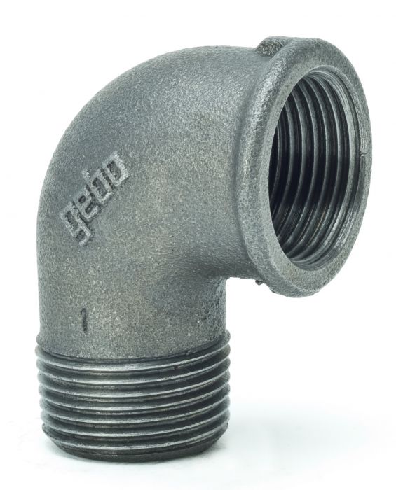 Kolano gwintowane 90° żeliwne czarne GW x GZ 1 1/2"