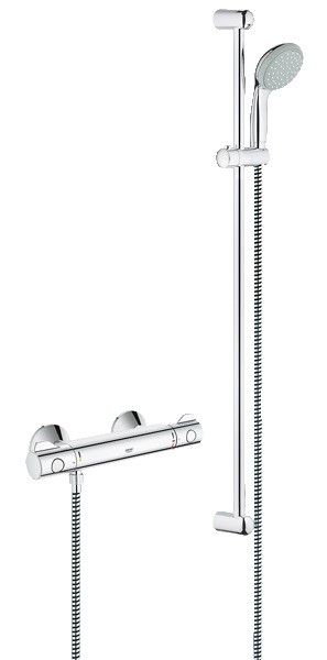 Bateria prysznicowa ścienna termostatyczna GROHE Grohtherm 800 2-uchwytowa 2-otworowa mosiężna DN 15 chrom | 34566001