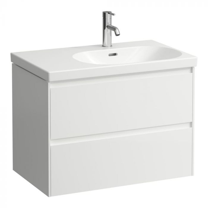 Szafka podumywalkowa do umywalki LUA z niecką z lewej strony 817085 wisząca 735 x 450 x 515 mm biała połysk 2 szuflady ROCA LANI | H4035821122611