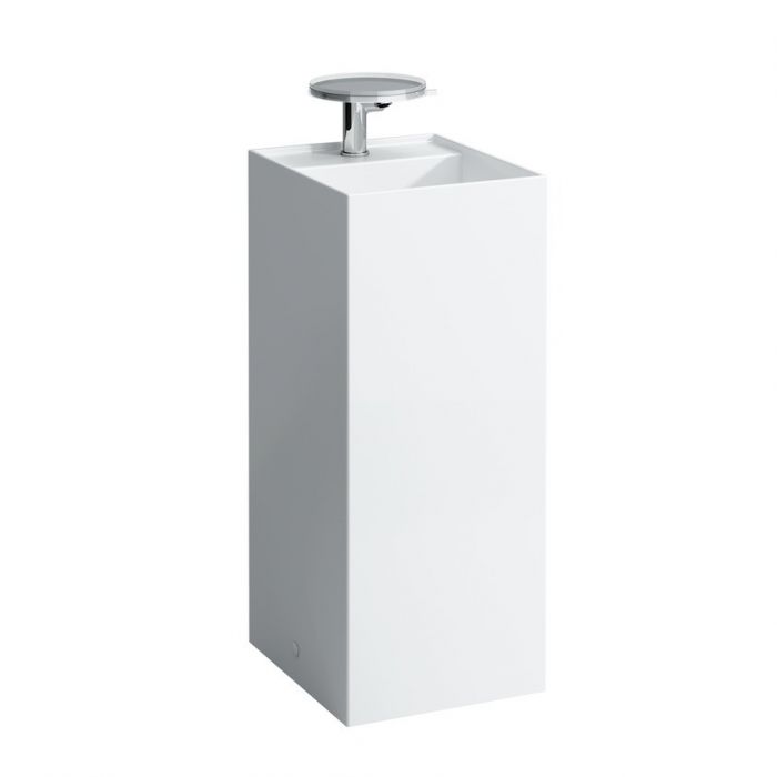 Umywalka ceramiczna ROCA KARTELL BY LAUFEN wolnostojąca z postumentem monolityczna prostokątny z otworem bez przelewu 375 x 435 x 900 mm biała | H8113310001111