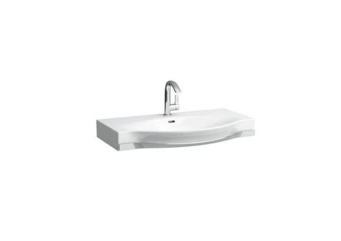 Umywalka ceramiczna ROCA PALACE ścienna z otworem z przelewem 900 x 510 x 110 mm biała z relingiem | H8127020001041