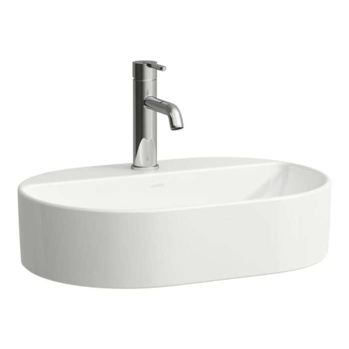 Umywalka ROCA SAVOY nablatowa z półką na baterie owalna 380 x 550 x 130 mm biała  | H8129450001041