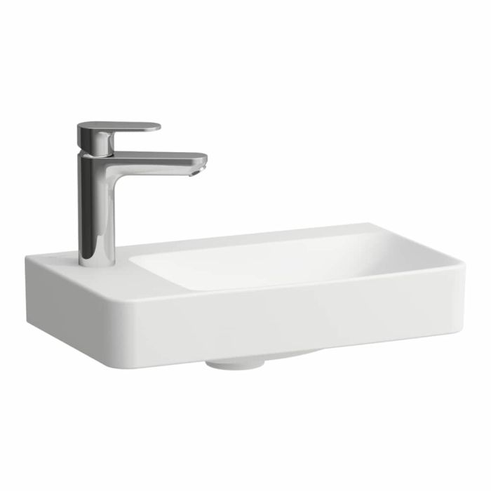 Umywalka ceramiczna ROCA PRO X ścienna mała z otworem z półką na baterię z lewej strony 480 x 280 mm biała  | H8158650001131