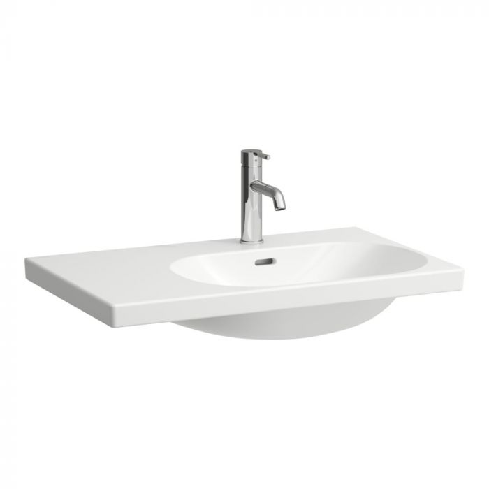 Umywalka ceramiczna ROCA LUA ścienna asymetryczny z otworem z przelewem z blatem po lewej stronie 750 x 460 x 180 mm biała | H8170850001041