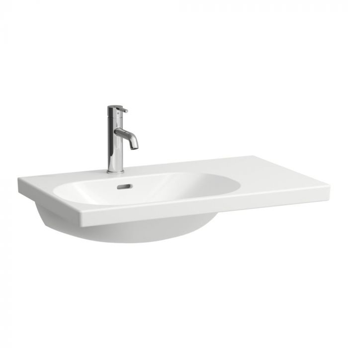 Umywalka ceramiczna ROCA LUA ścienna asymetryczny z otworem z przelewem z blatem po prawej stronie 750 x 460 x 180 mm biała | H8170860001041