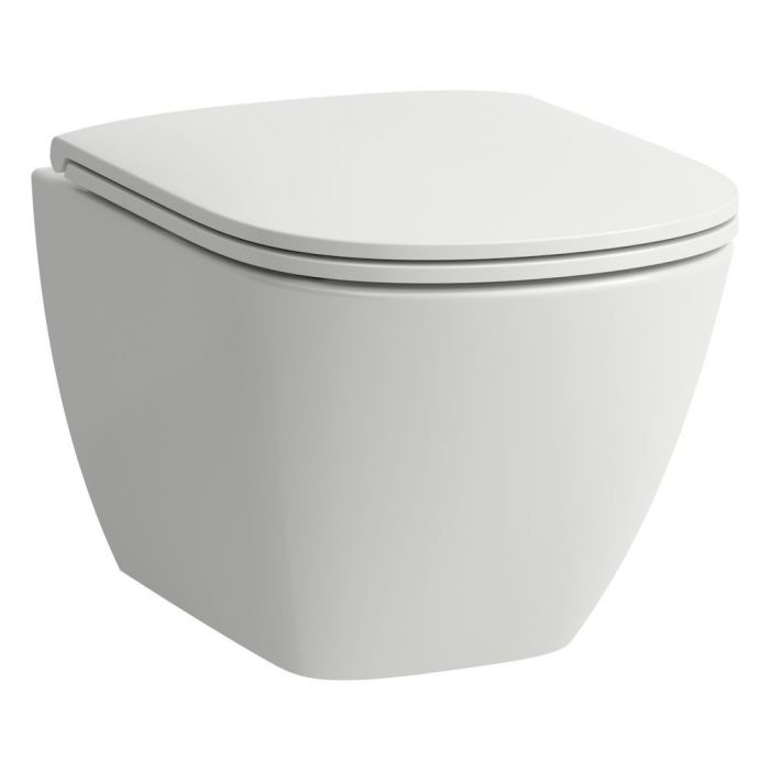 Miska wc ceramiczna montaż na stelażu/do ściany z powłoką Laufen Clean Coat ROCA LUA ADVANCED podwieszana rimless krótka 49 x 36 cm biała | H8200834000001