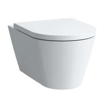 Miska WC ceramiczna wisząca z powłoką LCC LAUFEN KARTELL Compacto krótka, Rimless 37 x 49 cm biała  | H8203334000001