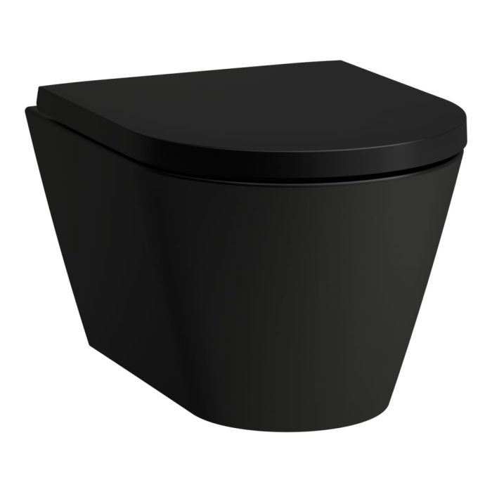 Miska WC ceramiczna wisząca LAUFEN KARTELL Compacto krótka, Rimless 37 x 49 cm czarna mat  | H8203337160001