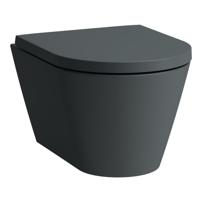 Miska WC ceramiczna wisząca LAUFEN KARTELL Compacto krótka, Rimless 37 x 49 cm grafitowa  | H8203337580001