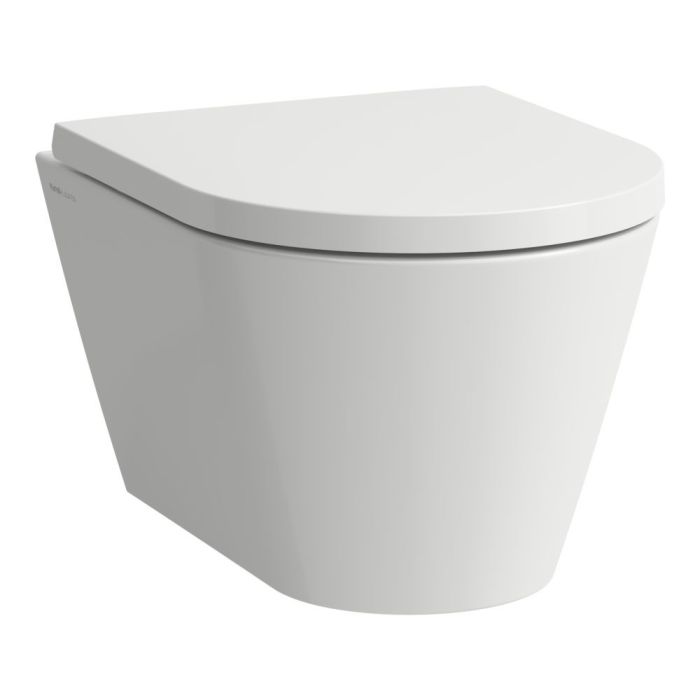 Miska WC ceramiczna wisząca z powłoką LCC LAUFEN KARTELL Compacto krótka, Rimless 37 x 49 cm biała  | H820333A000001