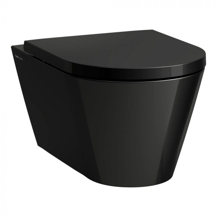 Miska WC ceramiczna wisząca LAUFEN KARTELL Rimless 37 x 54.5 cm czarna wysoki połysk  | H8203370200001