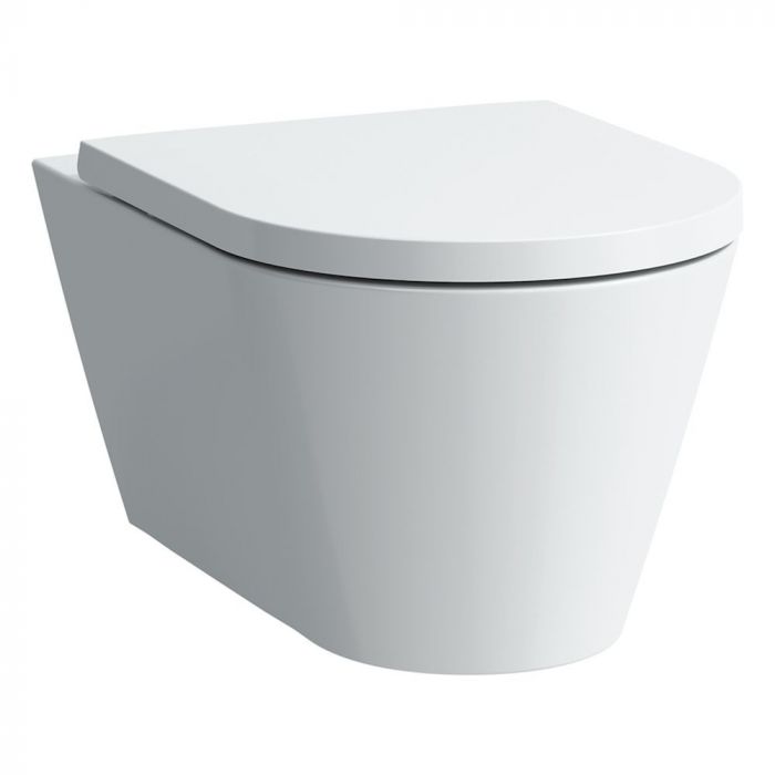 Miska WC ceramiczna wisząca z powłoką LCC LAUFEN KARTELL Rimless 37 x 54.5 cm biała  | H8203374000001