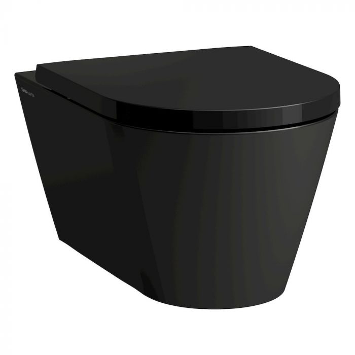 Miska WC ceramiczna wisząca LAUFEN KARTELL Rimless 37 x 54.5 cm czarna matowa  | H8203377160001