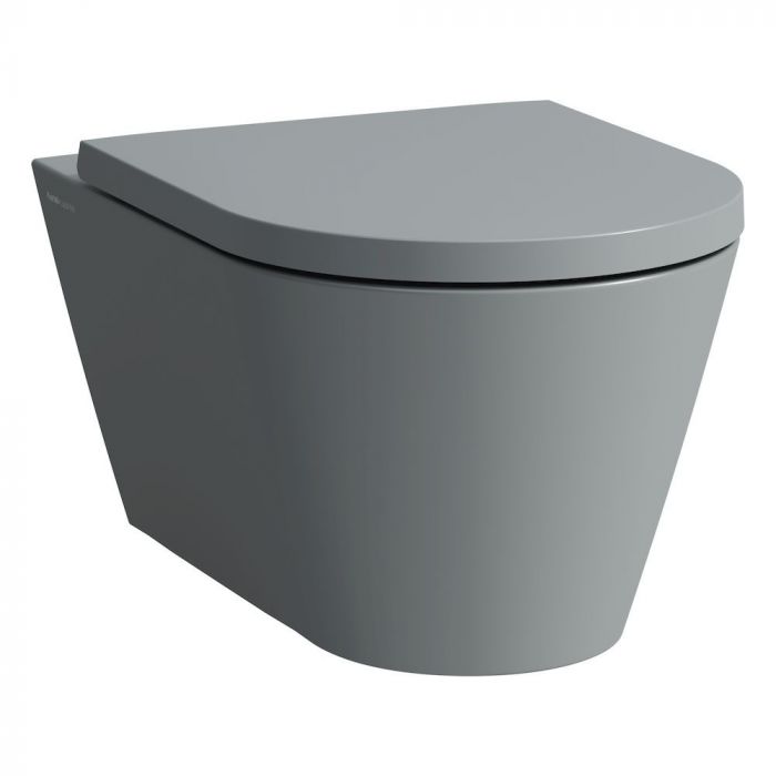 Miska WC ceramiczna wisząca LAUFEN KARTELL Rimless 37 x 54.5 cm grafitowa mat  | H8203377580001