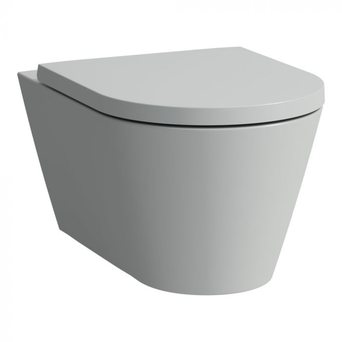 Miska WC ceramiczna wisząca LAUFEN KARTELL Rimless 37 x 54.5 cm szara mat  | H8203377590001