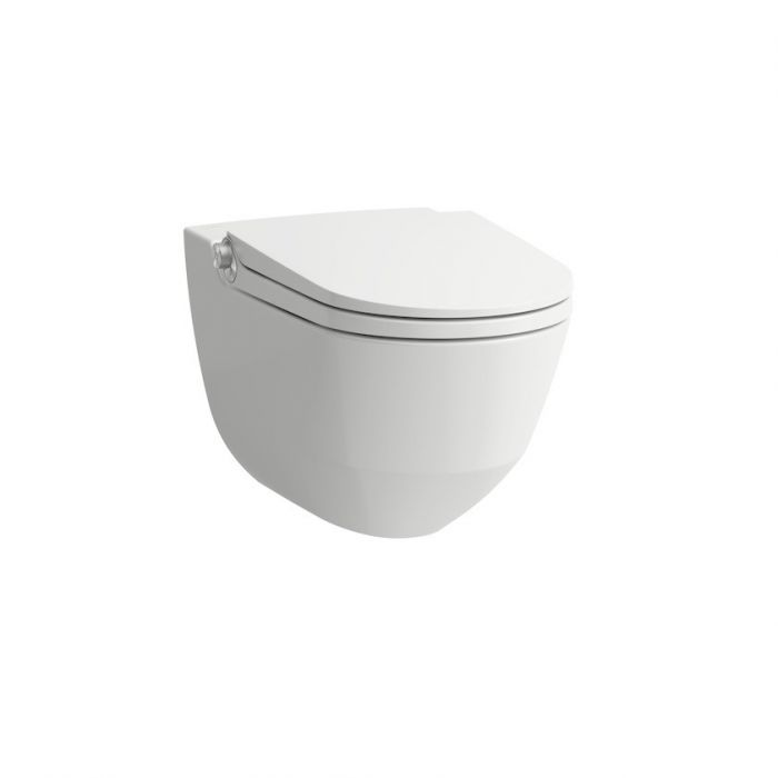 RIVA toaleta myjąca ceramiczna podwieszana w komplecie z deską WC wolnoopadającą 395 x 600 x 415 mm biały