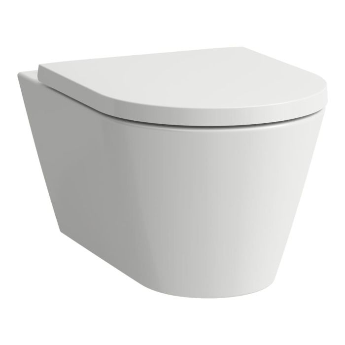 Miska WC ceramiczna wisząca LAUFEN KARTELL wirowa Silent Flush, Rimless 37 x 54.5 cm biała z deską wolnoopadającą  | H8663310000001
