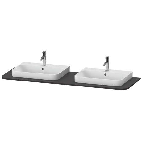 Konsola do szafek podumywalkowych do konsoli na dwie umywalki 1600 x 550 x 16 mm grafit super mat 1 konsola z 2 wycięciami DURAVIT Happy D.2 Plus | HP032HB8080