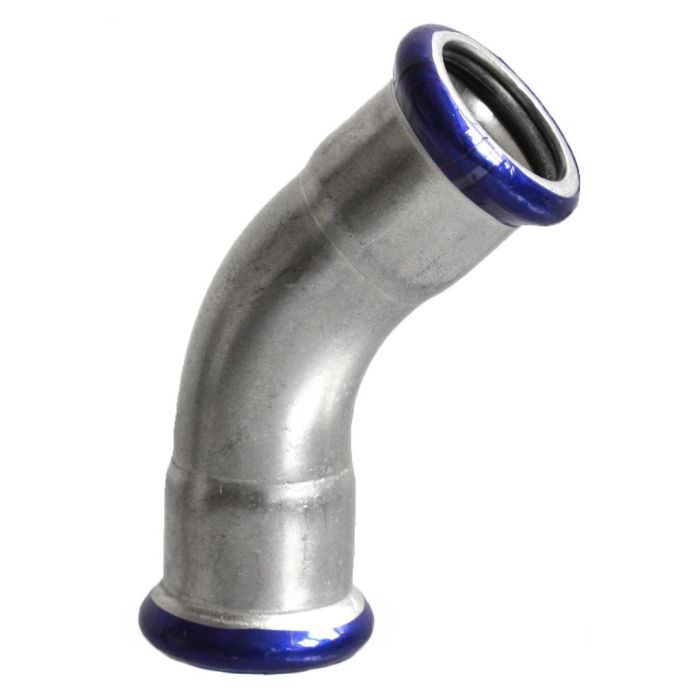 Kolano ze stali nierdzewnej 1.4404 45° dwukielichowe zacisk typ M 18 mm VESBO  | IZ2K4518