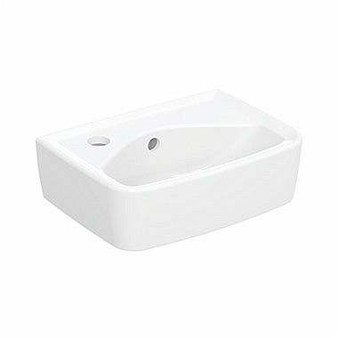 Umywalka ceramiczna GEBERIT Rekord ścienna kompaktowa z otworem z przelewem z otworem z lewej strony 350 x 250 x 150 mm biała | K92933000