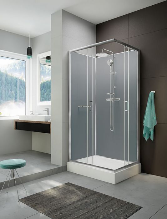 Kabina czterościenna prostokątny SANPLAST Classic II KCKN/CLIIa-80x100-S 800 x 2105 mm srebrna błyszcząca szkło hartowane transparentne W0 z powłoką Glass protect | 6020110051384S1